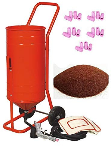 Sabbiatrice Mobile Su Ruote 90lb 41L+20 Ugelli+ Borsa 20kgs D'Abrasiva GARNET Mesh 80A+