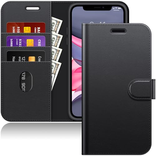 JETech Cover a Portafoglio per iPhone 11 da 6,1 Pollici, Custodia Flip Magnetica in Pelle PU Antiurto con Porta Carte e Funzione Stand (Nero)