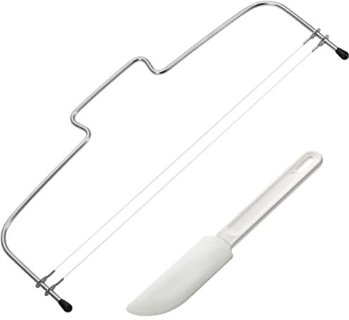 Westmark Set da Forno, 2 Pezzi, Archetto Tagliatorte con 2 Fili e Spatola/Raschietto, Acciaio Inox, Plastica, Simplex-Duo, Argento, Bianco, 716022E7