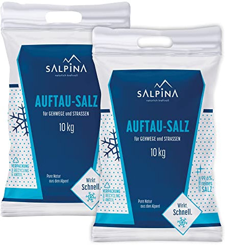 4 x SALPINA Auftausalz 10kg im Sack (40kg) | hochwirksames und schnellwirkendes Streusalz | zum Auftauen von Schnee und Eis | reinstes Siedesalz (99.6% NaCl) | 100% biologisch abbaubar