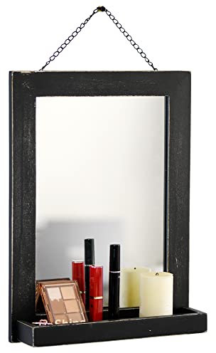 Funerom Miroir de salle de bain en bois noir avec étagère 30 x 40 cm