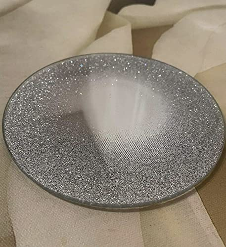 15 cm Glitter Argento Candela Piatto Sparkley Coaster Rotondo Bling Candela Piatto