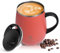 Ideus Kaffeebecher 470 ml (16 oz), doppelwandige vakuumisolierte Kaffee- und Teetasse aus Edelstahl mit rutschfestem Griff und Schiebemoduldeckel und großem Volumen (Rosenrot)