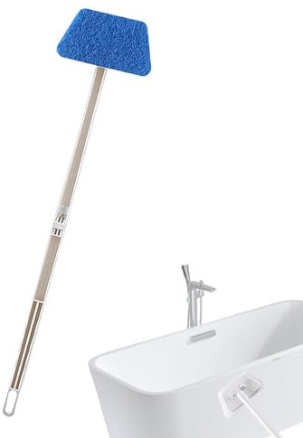 Cepillo de limpieza de baño | Cepillo de bañera de mango largo con esponjas - Cepillo de limpieza de tina desmontable, herramientas de limpieza de baño para bañera, ducha, azulejos de cerámica