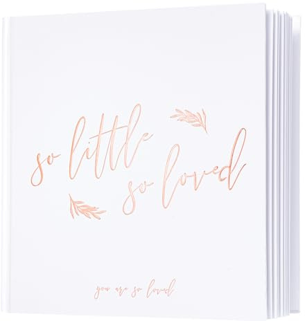Calculs Baby Shower Picture Book Polaroid 'so little so loved' Party Guest Book Babies Scrapbook, White Cover, Rose Gold Foil Stamping, Blank White Pages