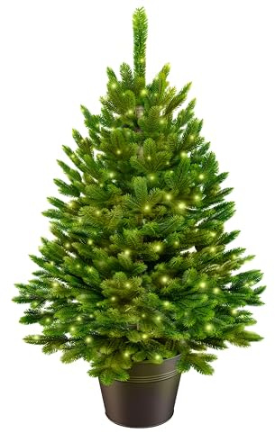 ArtiTree - Künstlicher Weihnachtsbaum 80cm im Topf mit LED - Christmas Tree für Innen und Außen, Kunstlich Baum für Weihnachtsdeko, Realistische Optik