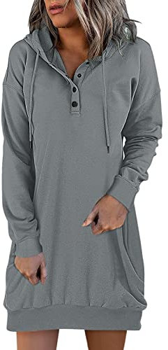 Oversize Hoodie Damen Lang - Oodie Langarm Sweatshirts Mit Kapuze Und Taschen Streetwear Print Weihnachtspullover Minikleid Oversized Pullover Kapuzenkleid Kapuzenpullover Lang Kleid Sweatkleid