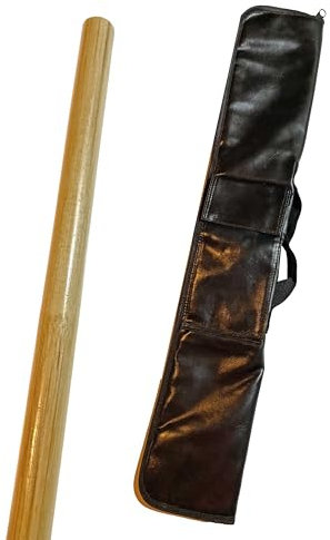 TEKKA BUDO Set Escrima Stock Rattan mit Waffentasche - Stick 65 cm Holz hell - Glatt geschliffen ohne Außenschale, Kali Arnis