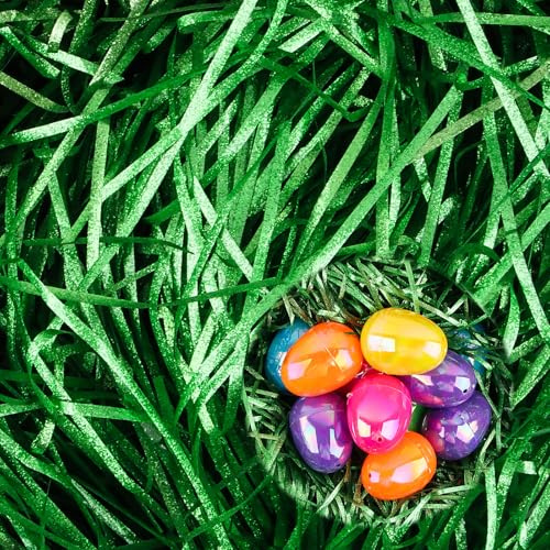 Dwafill Geschreddertes Papier Füllmaterial 200g, Füllmaterial Geschenk, Ostergras Papier, Geschenk Füllung Papier, Ostergras, Deko Füllung für Geschenkbox Geschenkkorb (Green)