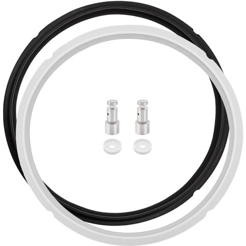 2 Pcs Silicone Sealing Ring for 8 Quart Instant Pot,2 Float Valve, 2 Sealer Gasket, Replacement Seals O-Rings Parts for InstaPot 8 QT Duo, Duo Plus, Ultra, IP-DUO80 IP-LUX 8 Accessories,Black/Clear