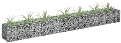 Aiuola rialzata per gabbioni, in acciaio zincato, 270 x 30 x 30 cm, in pietra, per pietre, decorazione per esterni, giardino, terrazza, balcone