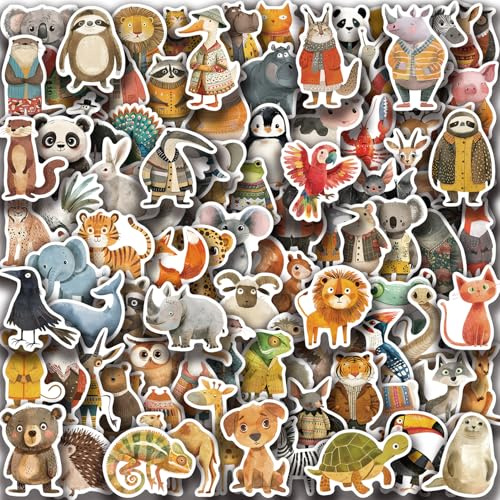 105 Pcs Animal Stickers for Kids, Cute Watercolor Vinyl Stickers Pack for Water Bottles & Laptops, Fun Classroom Prizes for Elementary Students
