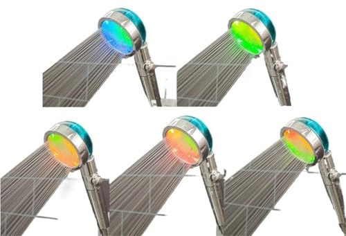 3/7 färgskiftande LED-duschhuvud med propellerstoppknapp turboladdad högtrycksduschhuvud temperaturdisplay dusch (svart temperatur)