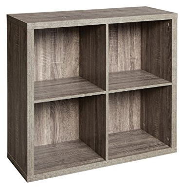 ClosetMaid 4 Cube Storage Shelf Organizer Bookshelf with Back Panel, Easy Assembly, Wood, Weathered Gray