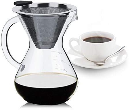Kuuleyn 400Ml Pour Over Kaffeebereiter, vietnamesischer kaffeefilter,Tragbare Tropfkaffeemaschine, Glas-Handfilterkaffeemaschine Mit Waage, Büro, Zuhause, Kaffeebrauer