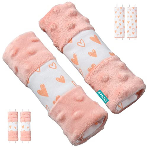 4 Stück Gurtpolster babyschale,Baby Kinderwagen Trageschale Gurtschutz - Sicherheitsgurt Schulterpolster Schulterkissen Gurtschoner Autositze Gurtpolster für Babys 15x5cm