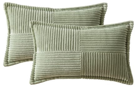 EMEMA Kordsamt Kissenbezüge Weich Dekokissen Dekorativ Kissenbezug 30x50 cm Kissenhülle Sofakissen Zierkissen Couchkissen 2er Set für Wohnzimmer Schlafzimmer Grün