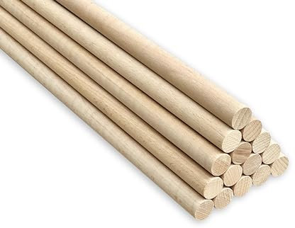 Holzstäbchen Rundstab Buche 6 mm x 40 cm Rundholz Holzstange Runder Stock für Holzarbeiten Dekorationen Basteln (50)