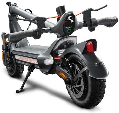CUNFON RZ800 Patinete Eléctrico - Ruedas Todo Terreno 10.5, Batería 48V 18Ah, Potencia máxima de 1600 W,Autonomía 60-90km, Doble Amortiguación, Frenos de Disco y Electrónicos, Plegable, Color Gris