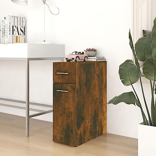 QZZCED Casiers d'école, de bureau, de salon, armoire de pharmacien, chêne fumé, 20 x 45,5 x 60 cm, matériau dérivé du bois pour salon, bureau