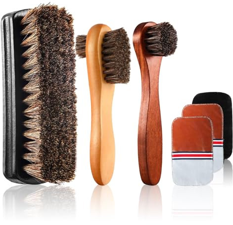 FEMONGY spazzola per scarpe Set da 5 pezzi spazzola scarpe, pulizia scarpe, kit pulizia scarpe per pulire o lucidare: pulisci efficacemente le scarpe