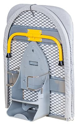 Groyells Vassoio pieghevole da stiro con ripiano in ferro, piccolo tavolo da stiro portatile, pieghevole, con piedini antiscivolo e rivestimento termico, salvaspazio, 89 x 33 cm