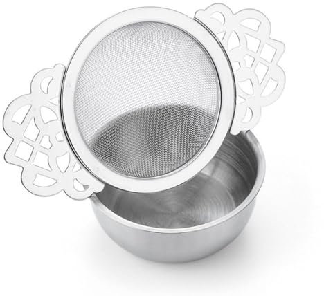 Tea Strainer for Loose Tea Stainless Steel Tea Strainer and Bowl Ultra Fine Mesh Tea Fine Mesh with Double Winged Handles, for Teacups, Mugs and Tea Set (Silver)