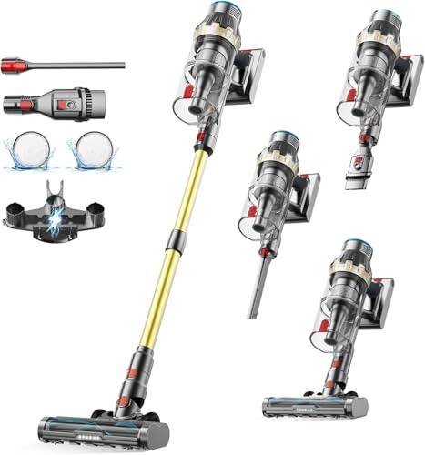 Linkifly XT1 Aspirateur Balai sans Fil, 48 Kpa et 70 Min Aspirateur sans Fil Puissant, avec Technologie Cyclonique et Anti-Enchevêtrement, Aspirateur Balai pour Les Poils d'animaux/Tapis/Sols Durs