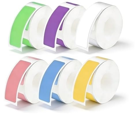 ZMZaoan 160 Etiquetas Termo Adhesivas Impermeables (6 Rollos Colores)