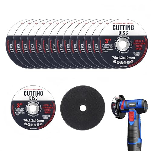 Pelriox 14 Pezzi Dischi per Smerigliatrice, Dischi per Mini Smerigliatrice a Batteria, 76mm Dischi Taglio Universali Metallo Legno Plastica, Neri