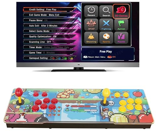 UYXOERA Console de jeu d'arcade rétro 26800 en 1 boîte, machine de jeu vidéo 1280 x 720 pour projecteur PC, TV 4K, jeu 3D, fonction de recherche d'enregistrement, liste des favoris (26800)