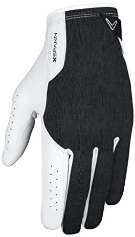 Callaway Golf X Spann Glove (Worn on Left Hand, Cadet (Short Fingers), Large, White/Black)