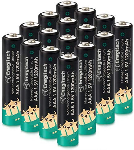 Enegitech AAA Lithium Batteries, 1.5V Triple A Disposable Batteries for TV Remote Control Outdoor Weather Station Sensor Thermometer Hygrometer Camera Doorbell Non-Rechargeable (AAA 16 Pack)