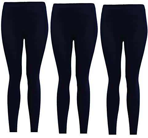 3-pack flickor barn barn enkla stretchiga 95% bomull leggings åldrarna 5 till 13 (DE/NL/SE/PL, Ålder, 13 år, 13 år, Regelbunden, 3 pack Black)
