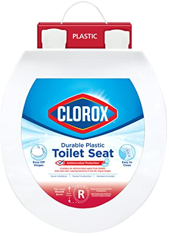 Clorox Round Beveled Plastic Toilet Seat with Easy-Off Hinges – Wiggle-Free Design