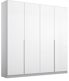 Rauch Möbel Alabama Drehtürenschrank Schrank Kleiderschrank Weiss Hochglanz/Grau, 4-türig, Inklusive Zubehörpaket Basic, 2 Kleiderstangen, 2 Einlegeböden, BxHxT 181x210x54 cm