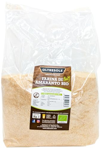 Oltresole, Farina Biologica di Amaranto 1 Kg, Farina Senza Glutine, No OGM, 100% Naturale, Ideale per Celiaci e Ricette Dolci e Salate, Ricca di Proteine e Fibre