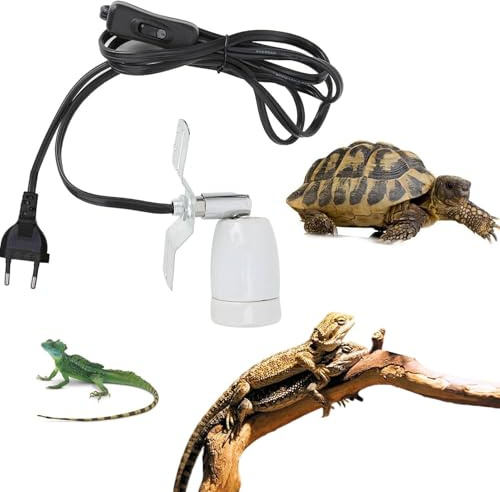 LNGJIN Lámpara de calor para reptiles,Soporte para lámpara de calor para reptiles,E27 Keramik Wärmelampe Lampenfassung,keramiklampensockel,kabel für Aquarienreptilien terrarium beleuchtung, (Schwarz)