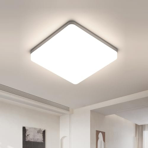 Riserva Lampada da Soffitto LED Quadrata 36W 4050LM, Plafoniera Soffitto IP44 Moderno 4500K per Ufficio, Bagno, Camera da Letto, Cucina, Soggiorno, Balcone, 23CM