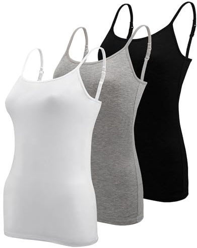 BQTQ Lot de 3 Camisole Femme Débardeur Caraco Bretelles Spaghetti, S