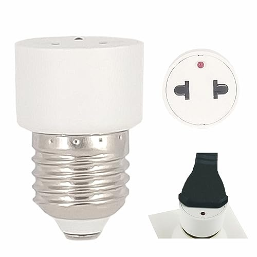 YinzPlus Adaptador de enchufe de bombilla E27, convierte portalámparas en toma de corriente, enchufe europeo integrado 250V 2A, material ignífugo y antioxidante, blanco 2 piezas