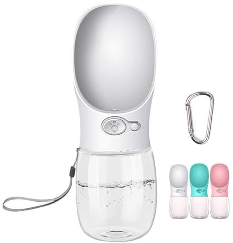 COTOP Hundetrinkflasche für Unterwegs, Tragbare Trinkflasche Hund 350ml, BPA-frei Wasserflasche Hunde to go, Reise Trinknapf für Hunde Klein, Auslaufsicher Wasserspender Pet Outdoor (reinweiß)