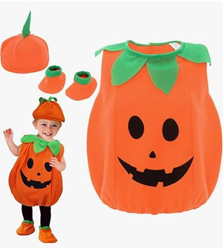 Blucielo Pumpa, halloween, barnkostym, pojkar, flickor, halloween, karneval, kostym, fest för barn för karneval fest (100–110 cm)
