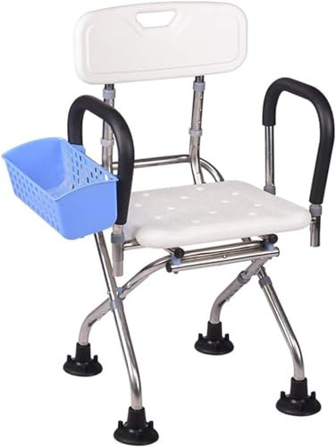 HPTHLY Taburetes de baño Silla de Ducha con Respaldo con Puntas de Goma Antideslizantes Silla elevadora de bañera Blanca con Brazos,