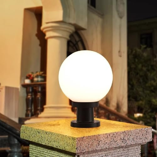 Mengjay Outdoor Light, Floor lamp in Antique Look, Plastic in Black, Acrylic panes, Rustic Retro Style Path Light, Waterproof IP65, for Outdoor Garden Balcony Terrace Path Decoration (15cm)
