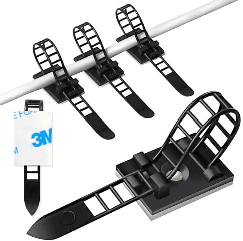 Kabelbinder und Kabelclips mit Klebehalterung 50 Stück, Nylon-Kabelbinder Drahtclips Klemmen Organizer mit starkem Klebeband mit Schrauboption, Perfekt für Zuhause Büro und Werkstatt - Schwarz