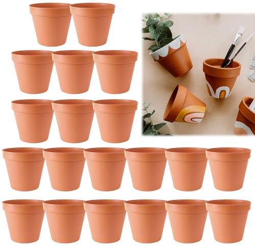 kaiyaya 20 Pièces Pot de Fleur,Pots de Fleurs en Terre Cuite Semis Petit Fleur Plante,Mini Terracotta Terre Cuite Pots Plante avec Trou de Drainage,pour L'Intérieur et Les Jardins(4,8 x 4 cm)