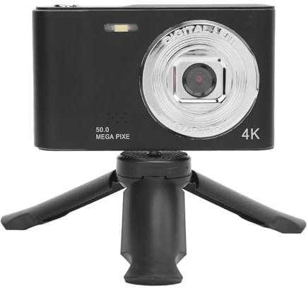 Fotocamera Digitale, 50 MP 4K 2,4 Pollici Schermo 8x Zoom Video Registrazione Fotocamera Vlogging Ccd per Webcam Viaggio Scolastico, Riempimento Luce, per Adolescenti (32GB)