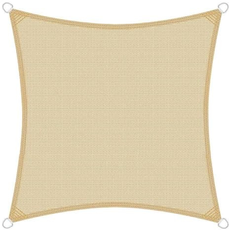 Brigros - Tenda Ombreggiante Esterno Quadrata In HDPE 180gr/m2 Con Anelli Inox, Anti-UV, Con Borsa, Telo Parasole Per Esterni Dimensioni 3x3, 4x4, 5x5, Vela Ombra Giardino (Beige, 4x4)