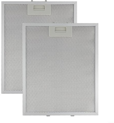 Bulevisiter Lot de 2 filtres d'aération en maille métallique pour hotte aspirante - 280 x 350 x 9 mm - Filtre à graisse en aluminium - Filtration à 5 couches pour grille d'aération de hotte